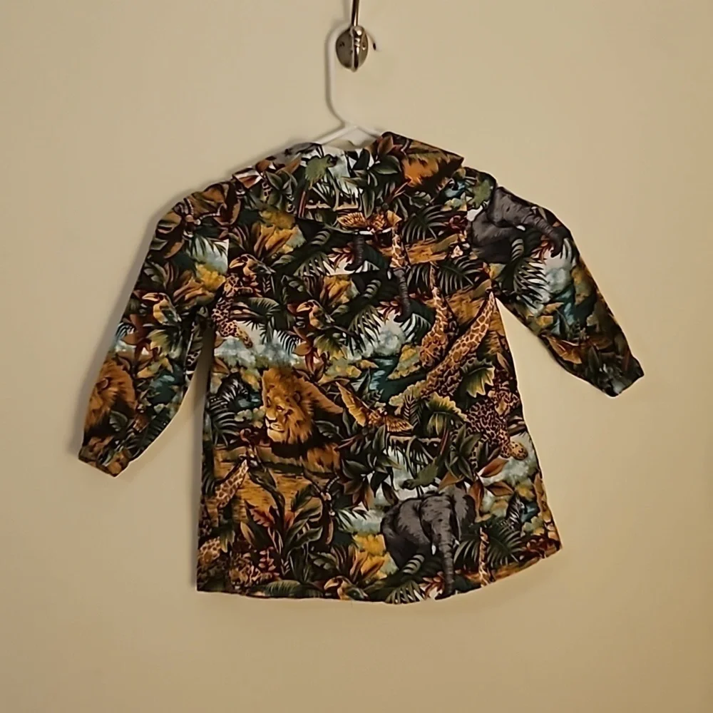HANDMADE Jungle Safari Button Down Girls Dress